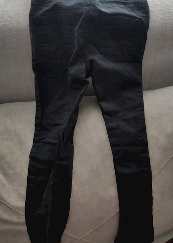 Siyah Düğmeli Skinny Fit Kot Pantolon - Görsel 4