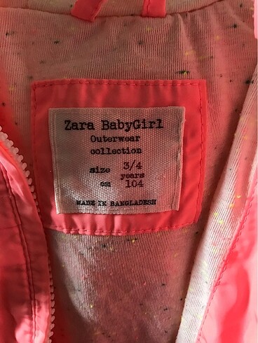 4 Yaş Beden Zara kız çocuk yağmurluk