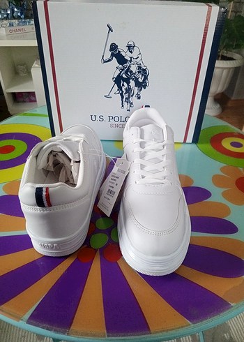 Beyaz S.Polo Assn. Platform Spor Ayakkabı - Görsel 5