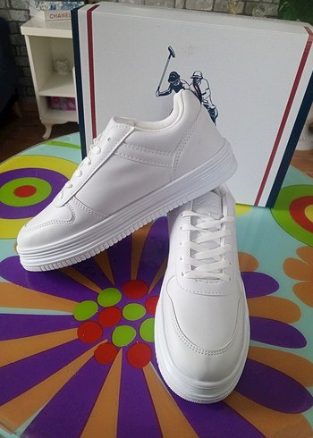 Beyaz S.Polo Assn. Platform Spor Ayakkabı - Görsel 3