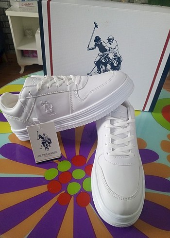 Beyaz S.Polo Assn. Platform Spor Ayakkabı - Görsel 4