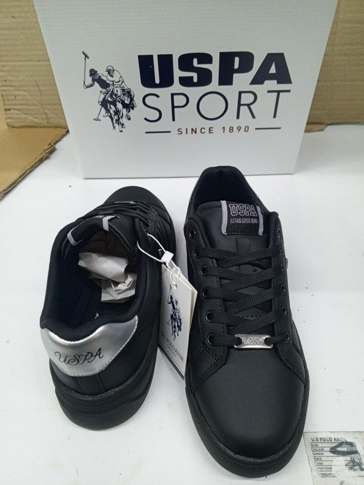 USPA Siyah Bağcıklı Topuklu Spor Ayakkabı - Görsel 4