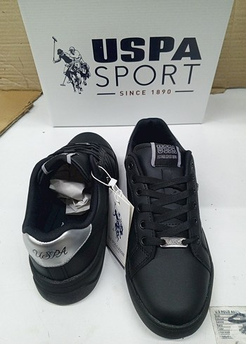 USPA Siyah Bağcıklı Kadın Spor Ayakkabı - Görsel 4