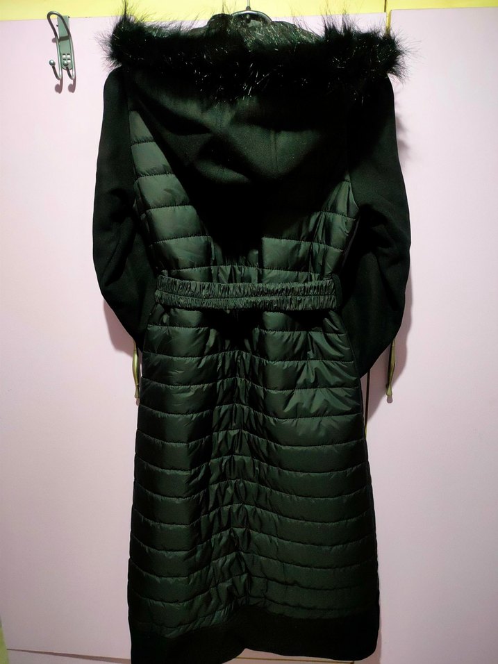 Kemerli Siyah Uzun Kadın Mont - Görsel 2