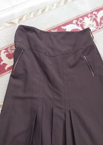 Kadın Kahverengi Uzun Pilili Etek - Görsel 2