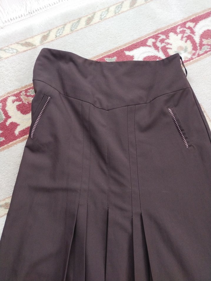 Kadın Kahverengi Uzun Pilili Etek - Görsel 2