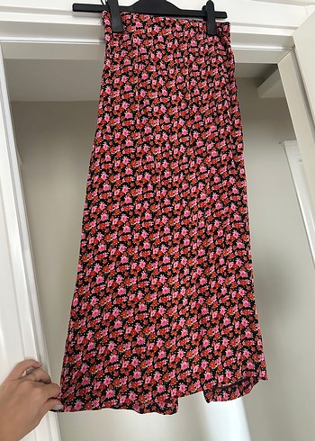 Zara Pembe Pilili Uzun Midi Etek