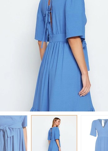 elbise mavi, midi boy - Görsel 2
