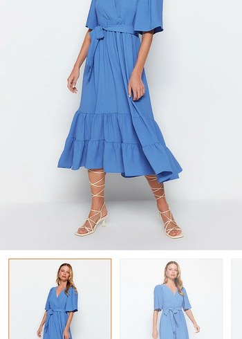 elbise mavi, midi boy - Görsel 3