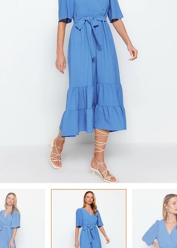 elbise mavi, midi boy - Görsel 4