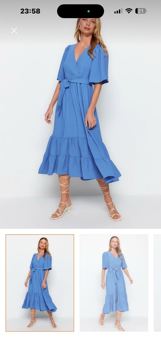 elbise mavi, midi boy - Görsel 3