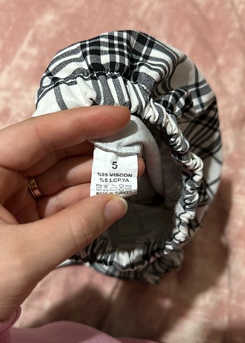 kız çocuk Beyaz Ekose Belden Lastikli Pantolon - Görsel 3