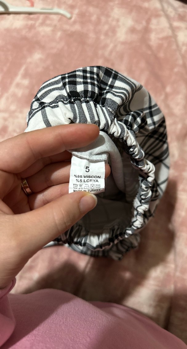 kız çocuk Beyaz Ekose Belden Lastikli Pantolon - Görsel 3