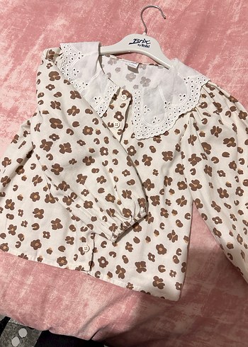 Kız Çocuk Dantel Yakalı Bohem Bluz - Görsel 2