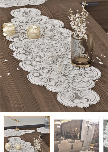 Gri Nakışlı Modern Klasik Masa Örtüsü