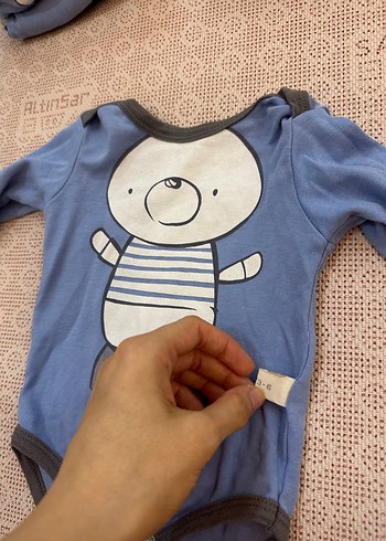 Mavi Uzun Kollu Pamuklu Bebek Body 3-6 Ay - Görsel 3