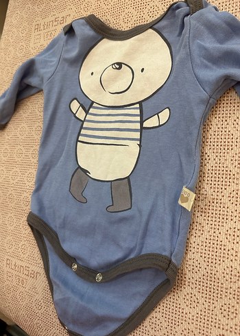 Mavi Uzun Kollu Pamuklu Bebek Body 3-6 Ay - Görsel 2