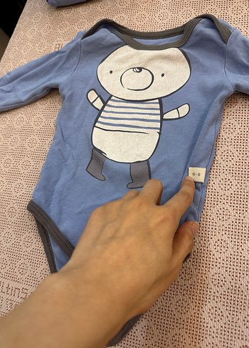 Mavi Uzun Kollu Bebek Body 6-9 Ay - Görsel 4