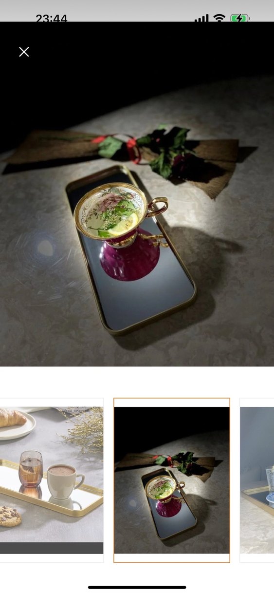 Parlak Altın Renk Tepsi 12x30 cm - Görsel 2