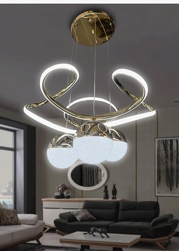 3 Toplu Modern LED Avize 3 Işıklı - Görsel 3