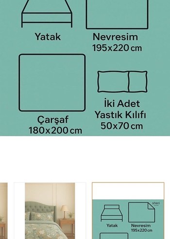 Yeşil Çiçek Desenli Nevresim Takımı - Görsel 3
