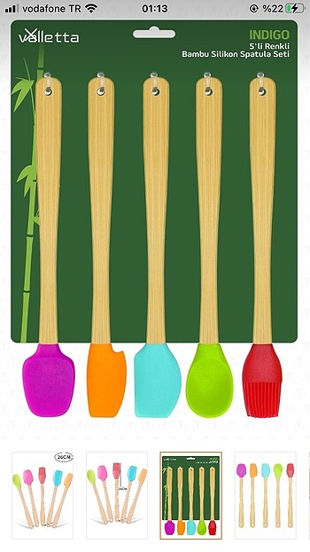  Beden Renk 5 li bambu silikon spatula seti