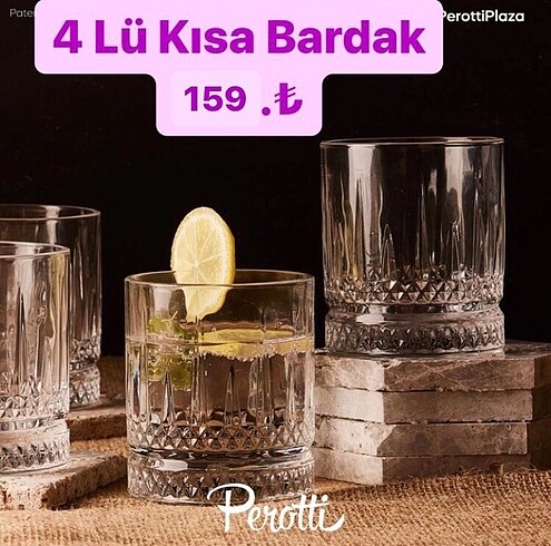 4 lü Kristal Bardak Seti