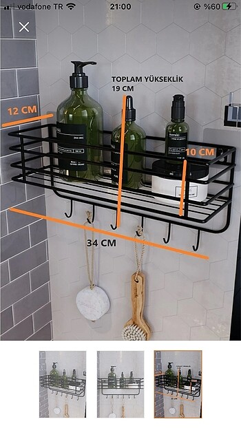  Beden Metal Banyo Rafı