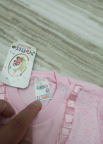 2 Yaş Beden pembe Renk Pembe Nakışlı Fırfırlı Bebek Kız Takımı