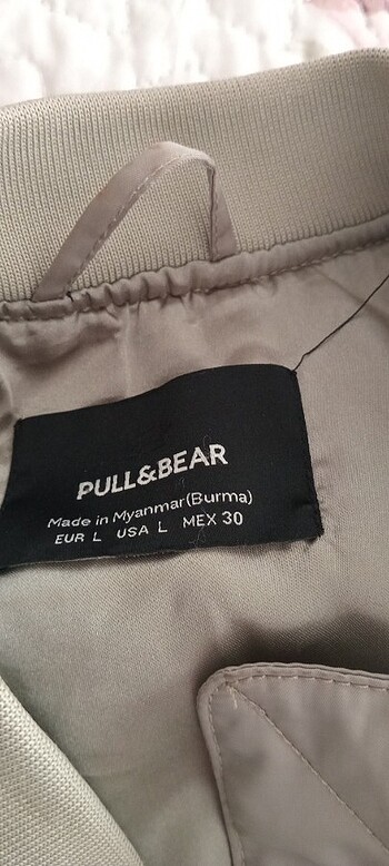 l Beden Pull&bear yeşil bomber ceket