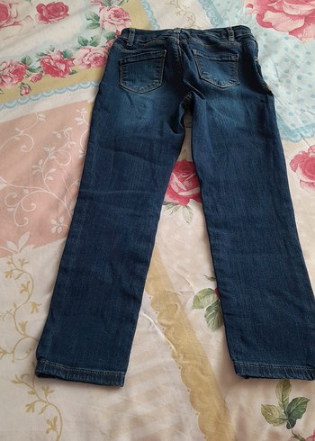 7 Yaş Beden Erkek Çocuk Mavi Bağcıklı Denim Pantolon