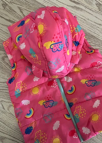 Kız Çocuk Kapüşonlu Fermuarlı Renkli Şişme Yelek - Görsel 2