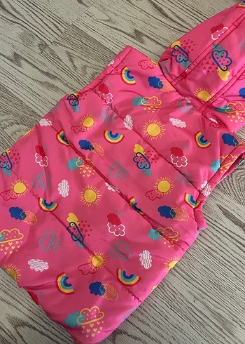 Kız Çocuk Kapüşonlu Fermuarlı Renkli Şişme Yelek - Görsel 4