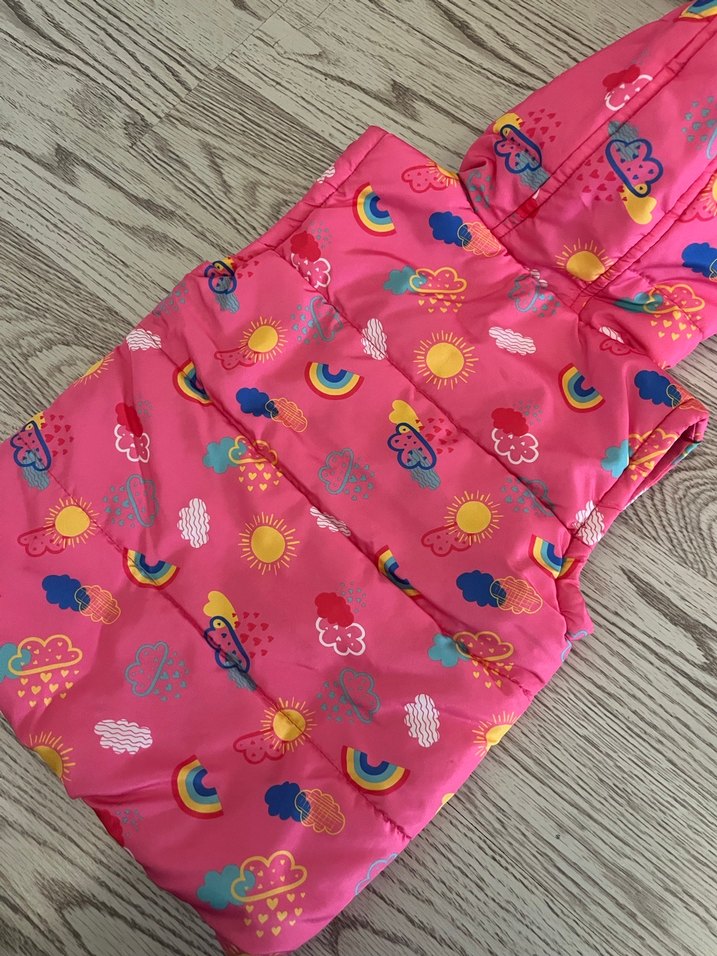 Kız Çocuk Kapüşonlu Fermuarlı Renkli Şişme Yelek - Görsel 4