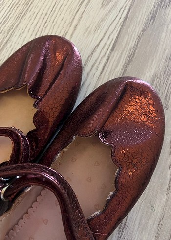 Bordo Deri Kız Çocuk Babet Ayakkabı - Görsel 2