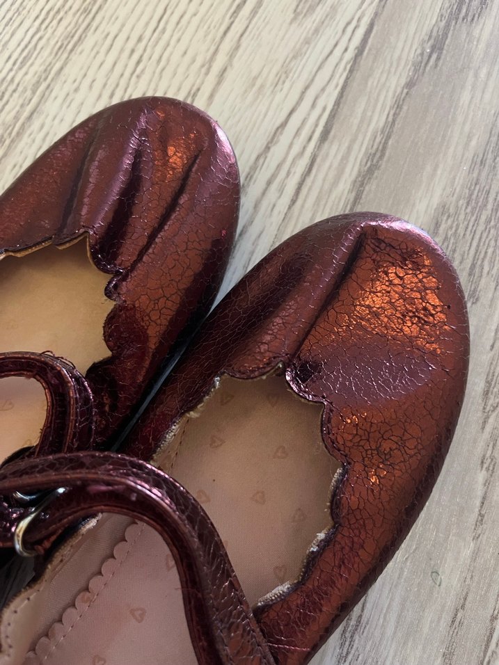 Bordo Deri Kız Çocuk Babet Ayakkabı - Görsel 2