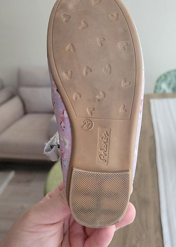 27 Beden pembe Renk Çiçek Desenli Pembe Kız Çocuk Babet