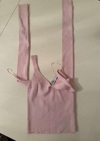 Zara Pembe V Yaka İnce Askılı kazak