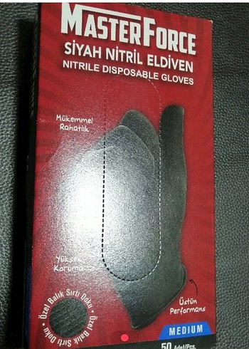 MasterForce Siyah Nitril Eldiven Medium