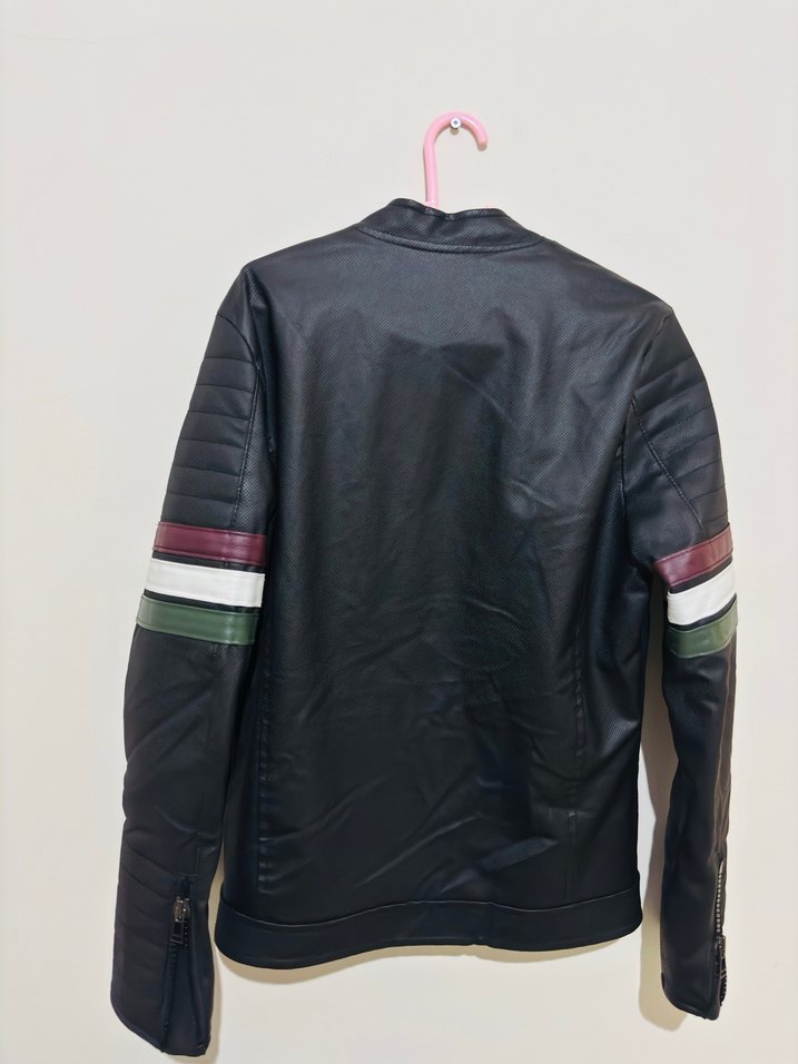 Erkek Siyah Deri Biker Ceket - Görsel 2