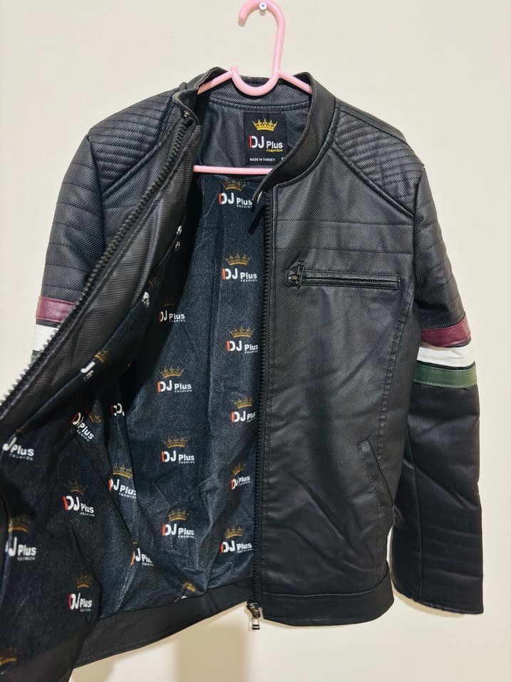 Erkek Siyah Deri Biker Ceket - Görsel 4