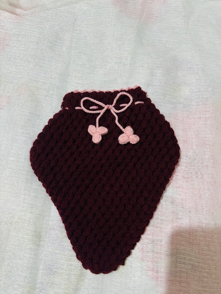 Bordo kırmızı beyaz örgülü çiçekli lifler - Görsel 4