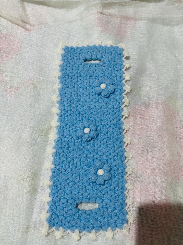 Bordo kırmızı beyaz örgülü çiçekli lifler - Görsel 3