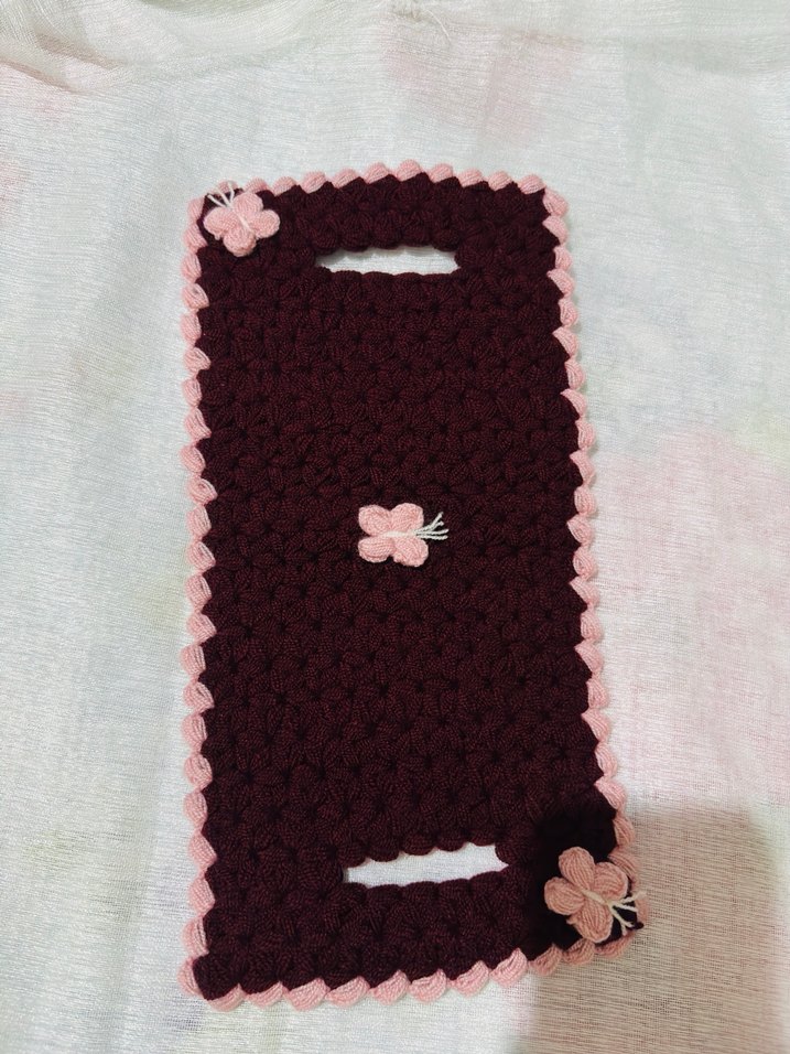 Bordo kırmızı beyaz örgülü çiçekli lifler - Görsel 5