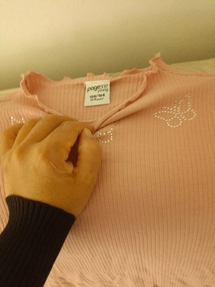 Kız Çocuk Pembe Uzun Kollu Fitted Tişört - Görsel 2