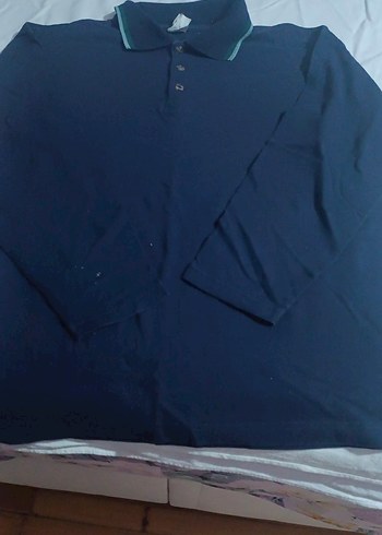 Uzun Kollu Mavi Polo Tişört - Görsel 2