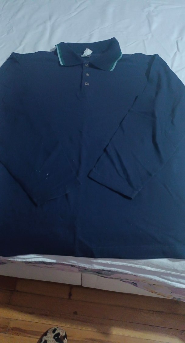 Uzun Kollu Mavi Polo Tişört - Görsel 2