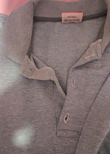 Gri Erkek Keten Uzun Kollu Polo Tişört - Görsel 2