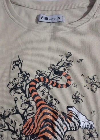 Bej Kız Çocuk Baskılı Kısa Kollu Tişört - Görsel 3