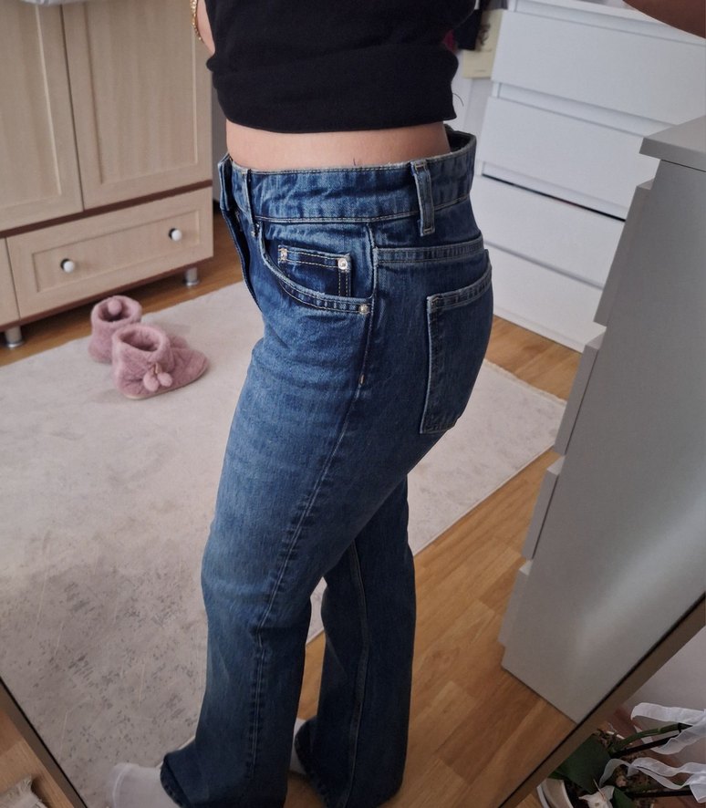 Mavi Bol Kesim Kadın Kot Pantolon - Görsel 2